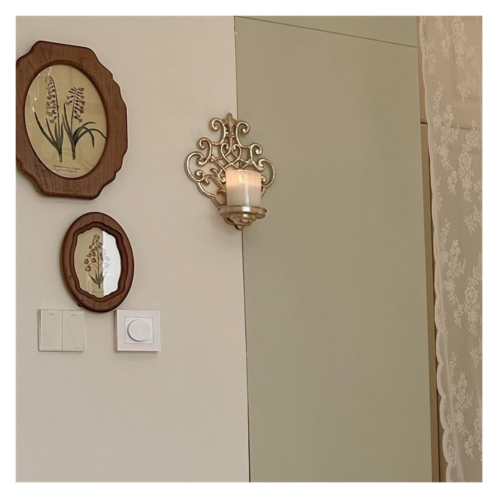 Portacandele Set di 2 portacandele da Parete in Metallo, montati a Sospensione invecchiati Decorazioni per la mensola del Camino