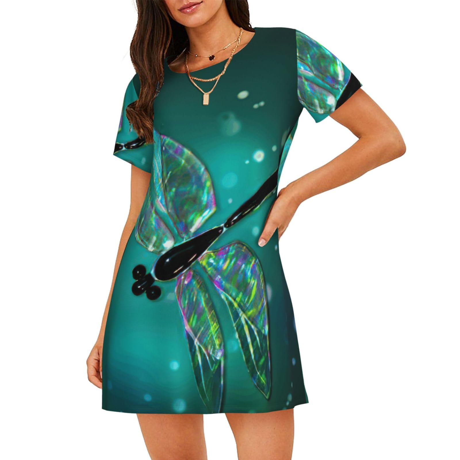 Chemise de nuit imprimé libellule douce taille S-XXL - 8
