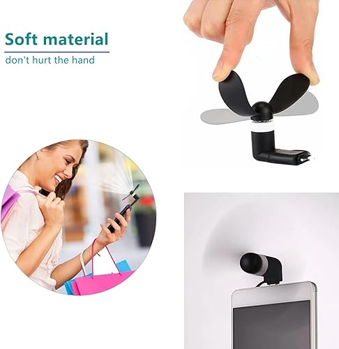 Miniatura 5 de Mini ventilador de teléfono celular para iPhone  Paquete de 4 ventiladores pequeños de bolsillo portátil 2 en 1 para viajes al aire libre,