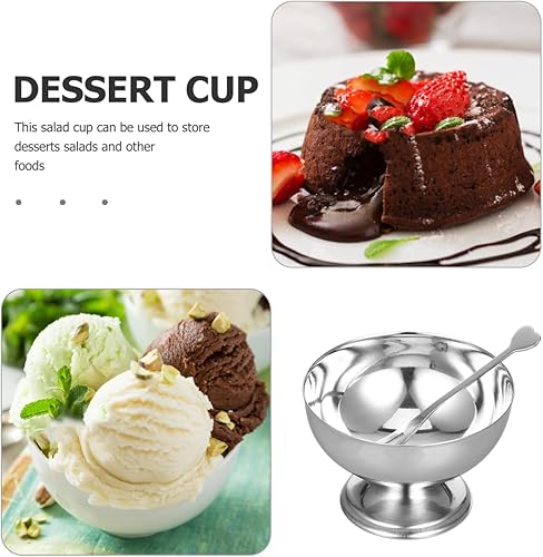 Miniatura 4 de Tazón de postre de crema helada, cuencos de acero inoxidable, tazas de pudín de metal, ensalada, fruta, caramelo, contenedor para bricolaje, helado,