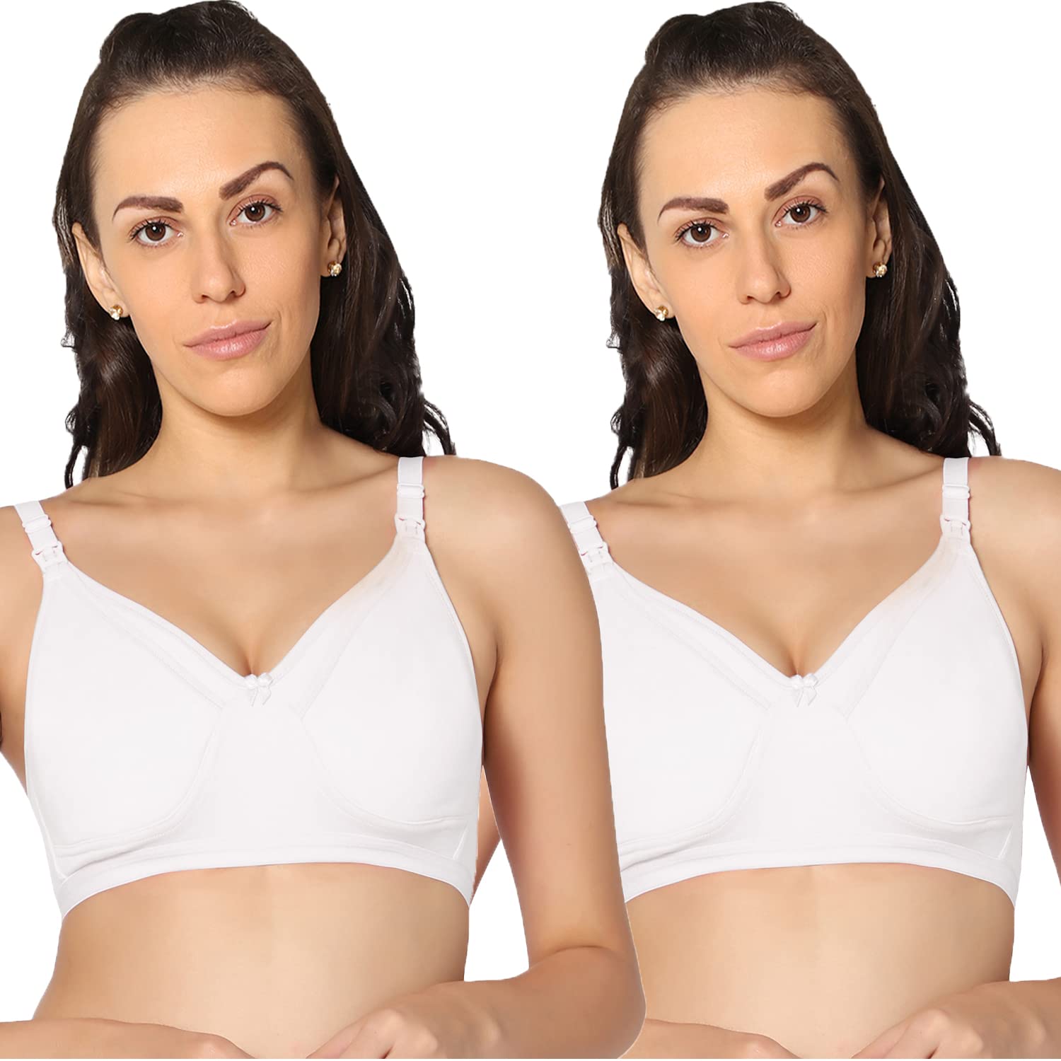 KAVYA KAVYA78_WHITEWHITE (C) Solid Color Full-Coverage Maternity Bra.