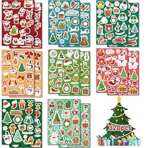 OHOME Stocking Stuffers | 320 PCS Christmas Stickers - Toddler Stocking Stuffers | Kids for Boys Girls Grandkids,Vinyl Xmas Games Crafts Activities Party Favors Supplies