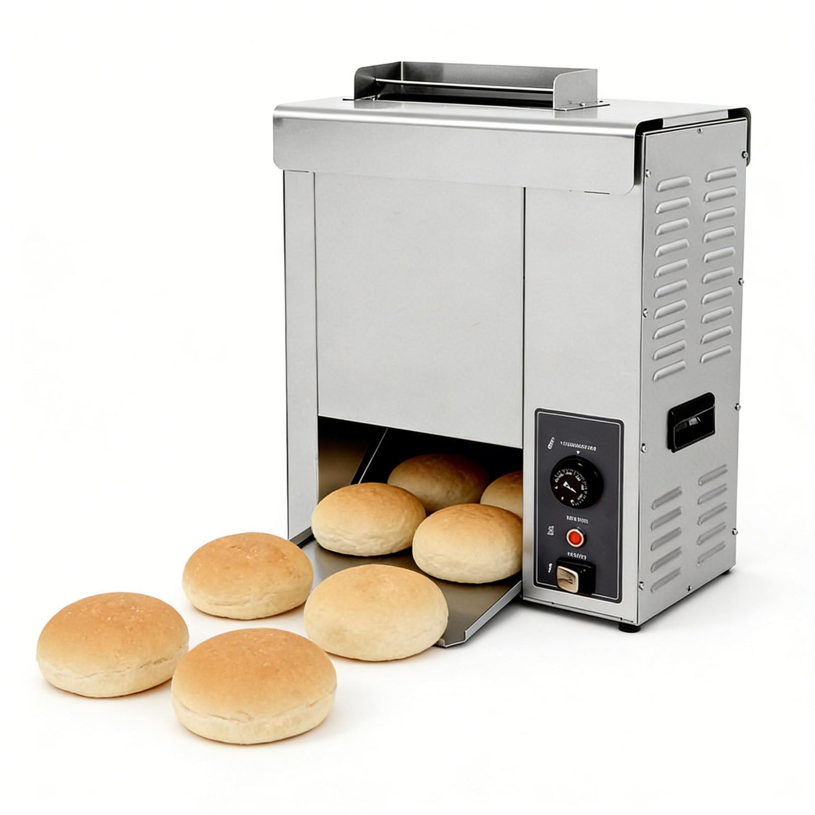 Máquina Comercial para Hornear Pan de Hamburguesa de 2000 W, Máquina Eléctrica de Cadena para Hornear Pan Tostado/Bollos/Pan, Temperatura y Grosor Ajustables