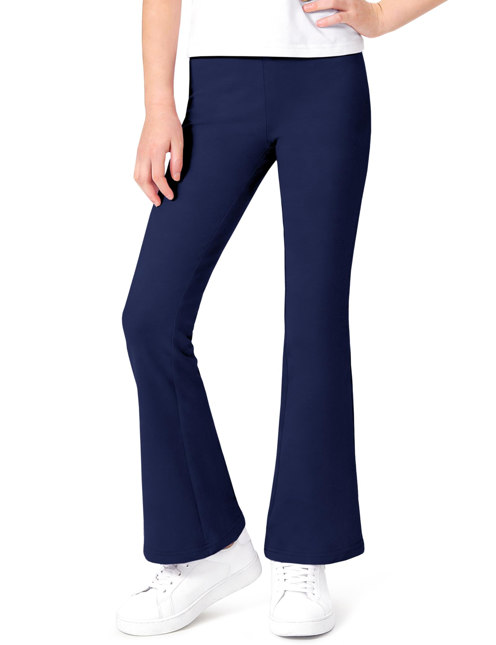 Auranso Girls Flare Leggings School Uniform Pants Cotton Kids Bell Bottoms Stretchy Casual Clothes for Teen Girl