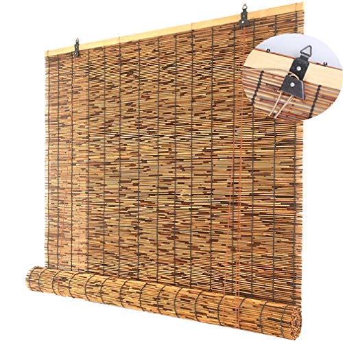 Geovne Cortina de Paja,Estores de Bambú,Persianas Romanas Retro,Aislamiento Térmico/Transpirables/Naturales,Adecuado para Puertas Y Ventanas,Patio,Terraza (90x200cm/36x79in)