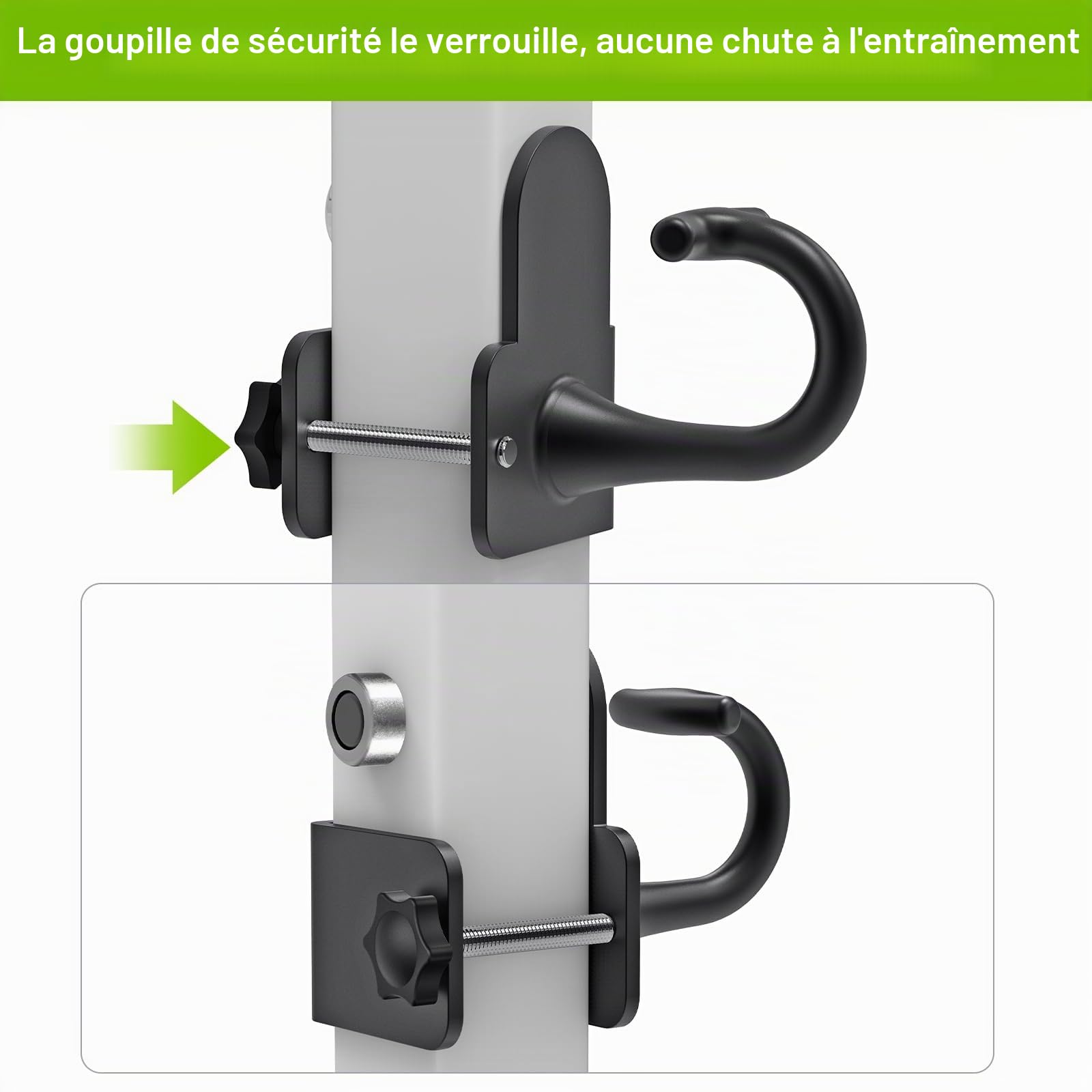 Kipika Anchor pour bandes de résistance compatibles avec un trou de 1,5 cm ou 2,5 cm – Crochets en acier robuste avec coussinets en caoutchouc pour entraînement à domicile, musculation et exercices de