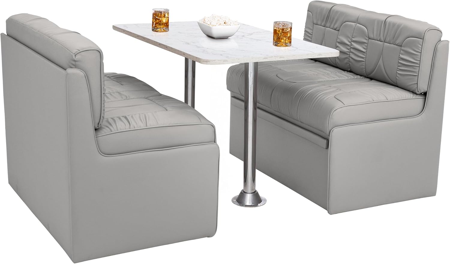 De Leon RV Dinette, Bed with Storage, w/Blanco Table, Ultimate Leather, Ash