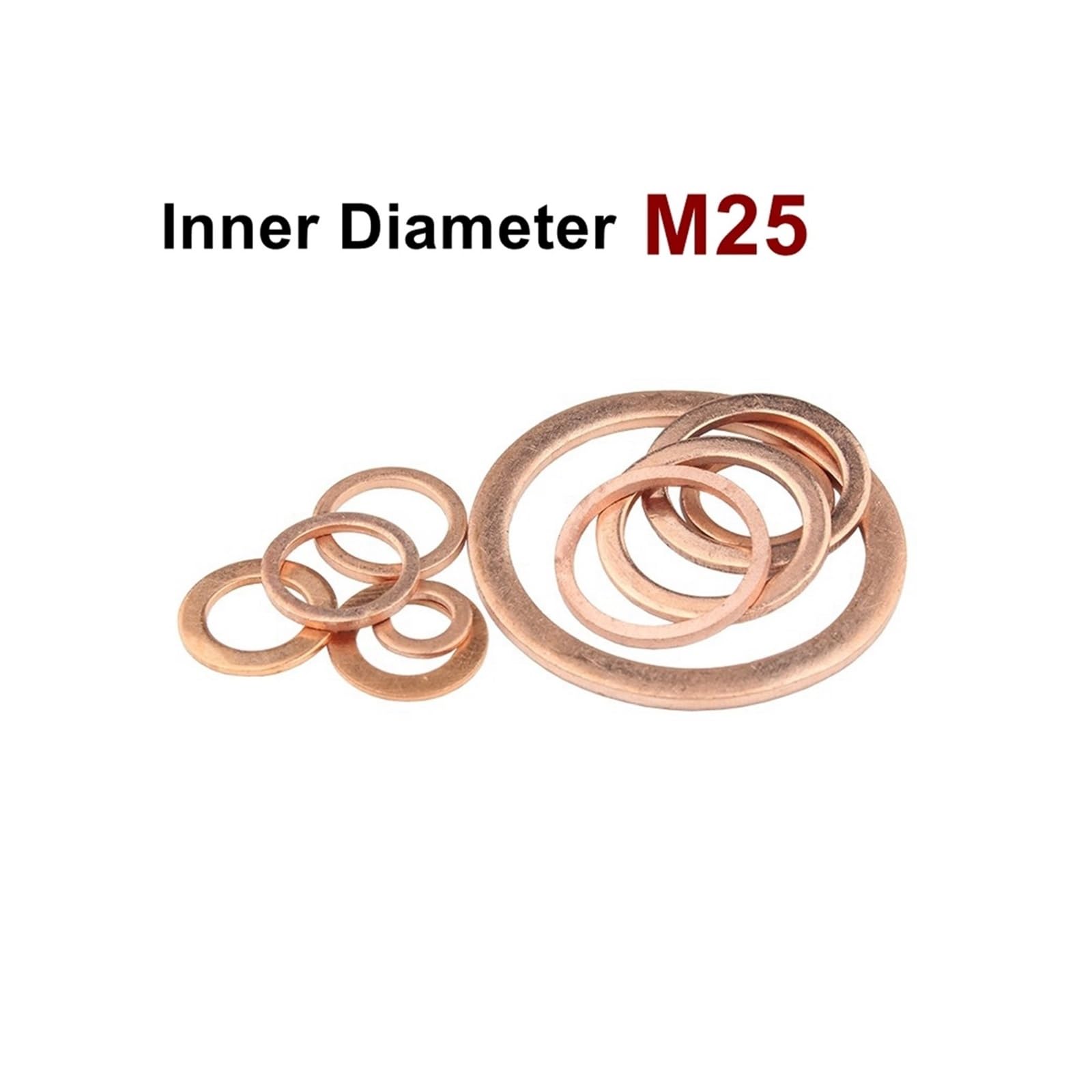 Arandelas, Arandela Plana de Cobre M25 Junta Sellado Diámetro Interior 25 mm Anillo Hoja Fina T3 Rojo(25x32x1 (20pcs))