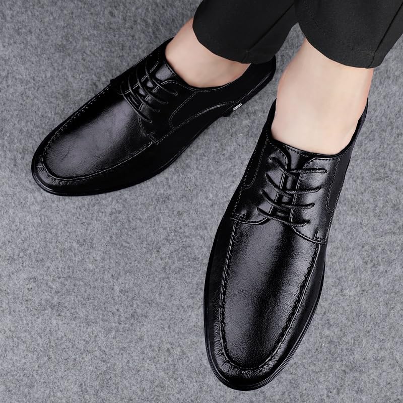 Men's Hand-Stitched Detailing Oxford Shoes Leather Working Fashion Lace Up Non Slip Block Heel Anti-Slip Slip Resistant Prom Round Toe3