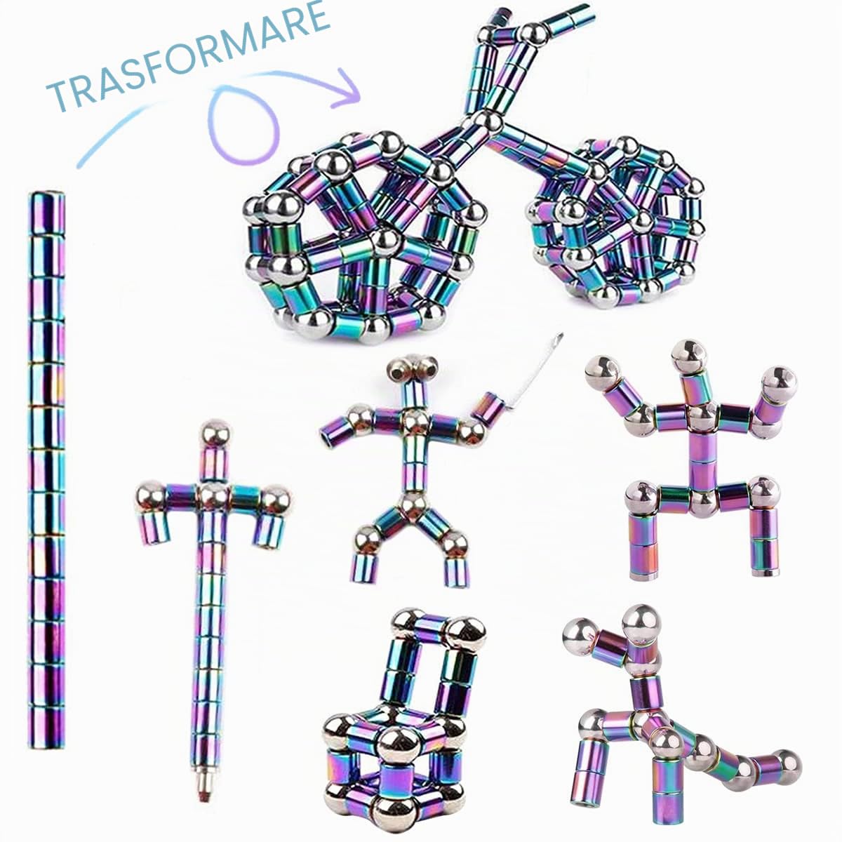 Fidget Pen, Strato Penna, Penna Antistress per scrittura con magnete a decompressione multifunzionale, miglior regalo per gli amici (arcobaleno)