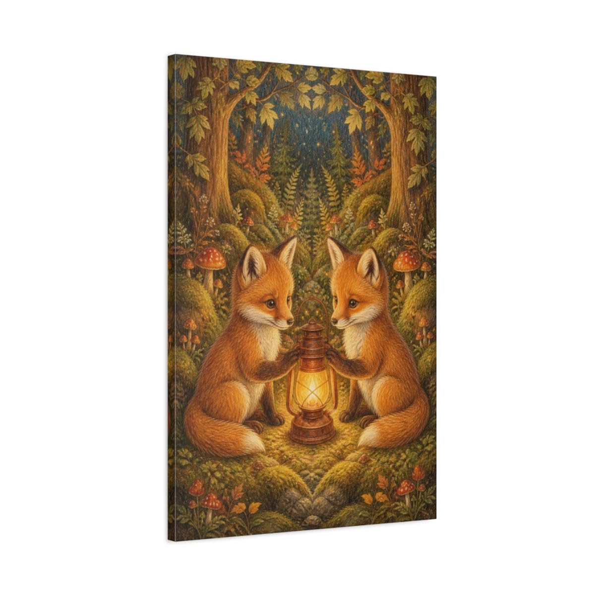 Fox Kits For Kids Canvas Print – Room, Playroom Wall 24×36 inch (60×90 cm) - Vertical / 1.25 inch (3 cm)