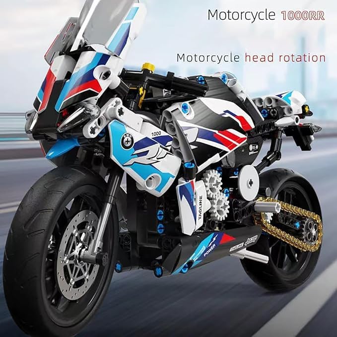 Image of Technic Racing Motorbike Building Blocks Set, 589 Pcs Motocross Racing Motorcycle Building Blocks Kit, Technic Racing Motorcycle Construction Toy for Children and Adults [6 Years +]