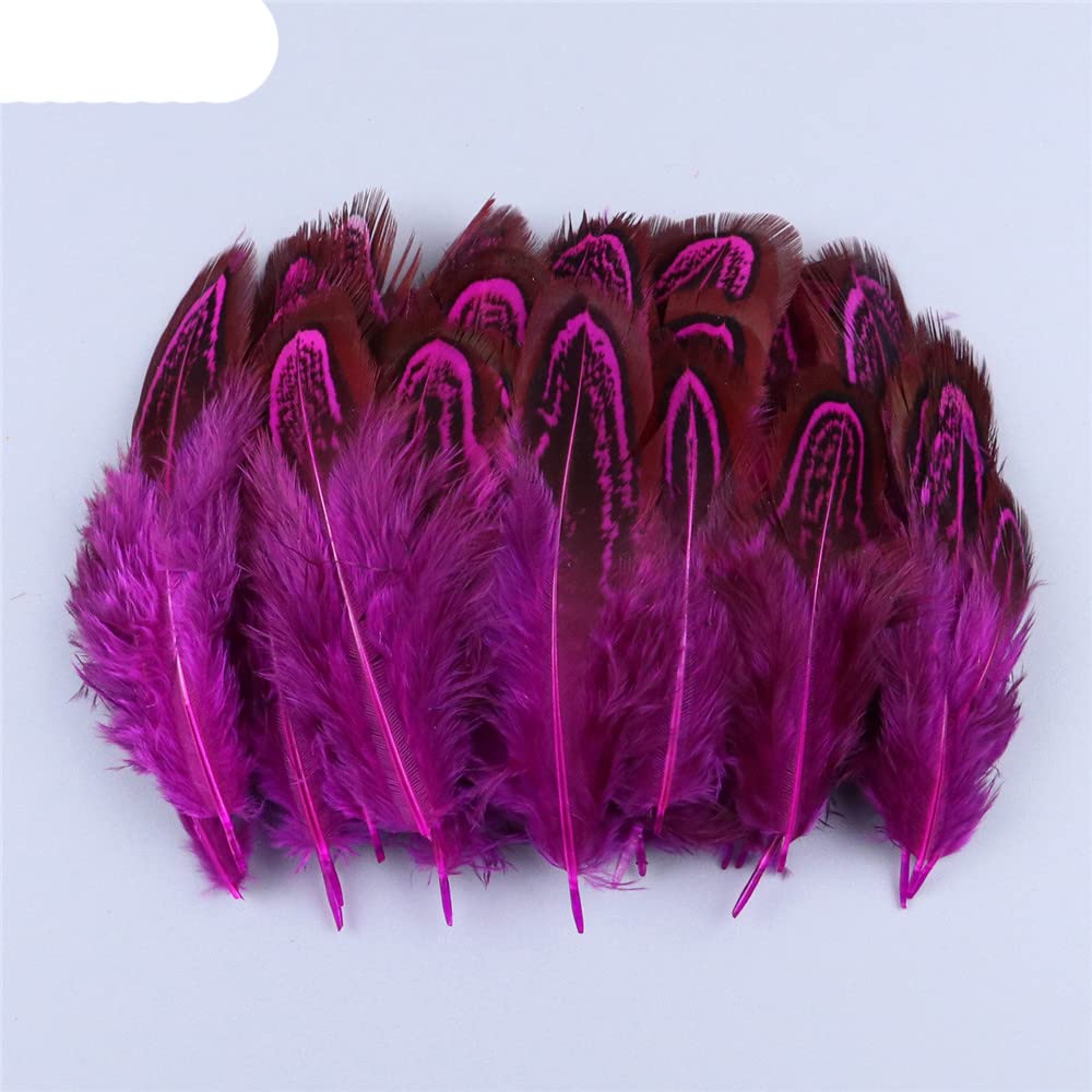 50-100 pz/lotto ala di piume di fagiano maculato faraona plumes17-22 cm fai da te piume per la decorazione del ricamo pluma per la creazione di gioielli-rosa rossa, 100 pz