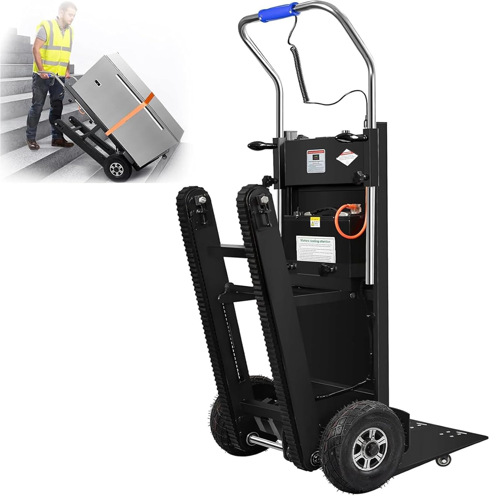 Carro Eléctrico para Subir Escaleras Duradero Carros para Subir Escaleras con Carga Carretilla para Subir Escaleras Eléctrica Portátil Mover Muebles Equipos Pesados,03