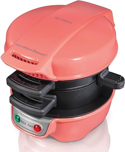 Hamilton Beach Sandwichera de desayuno con anillo de cocción de huevos, ingredientes personalizables, perfecta para magdalenas inglesas, croissants,