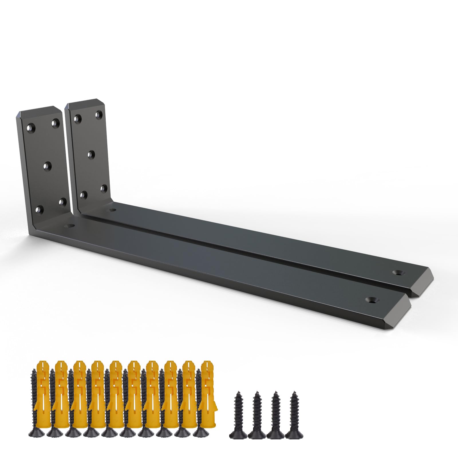 2 Pack 14inch Countertop Support Brackets,Black Shelf Brackets,Heavy Duty Industrial Hidden Shelf Bracket,Metal Floating L Brackets for Shelves