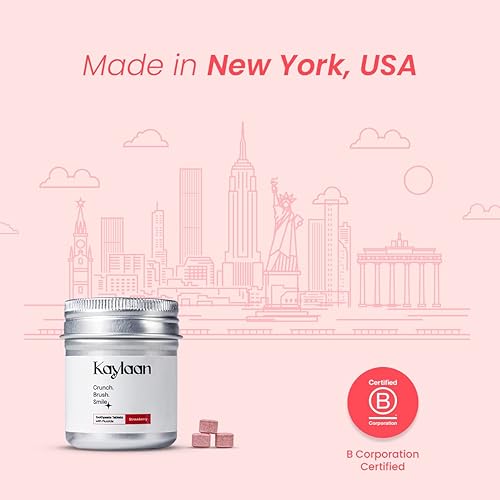 Miniatura 2 de Tabletas de pasta de dientes con flúor, sabor a fresa, 90 unidades, pasta de dientes de viaje ecológica, tabletas de pasta de dientes masticables