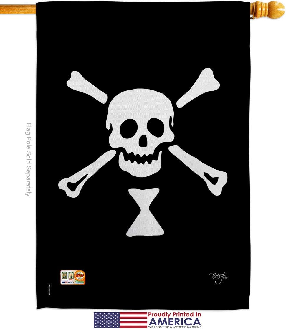 Emanuel Wynne House Flag Coastal Pirate Ship Skull Treasure Map Carribean Jolly Blackbeard Jack Small Decorative Gift Yard Banner Made In USA 28 X 40