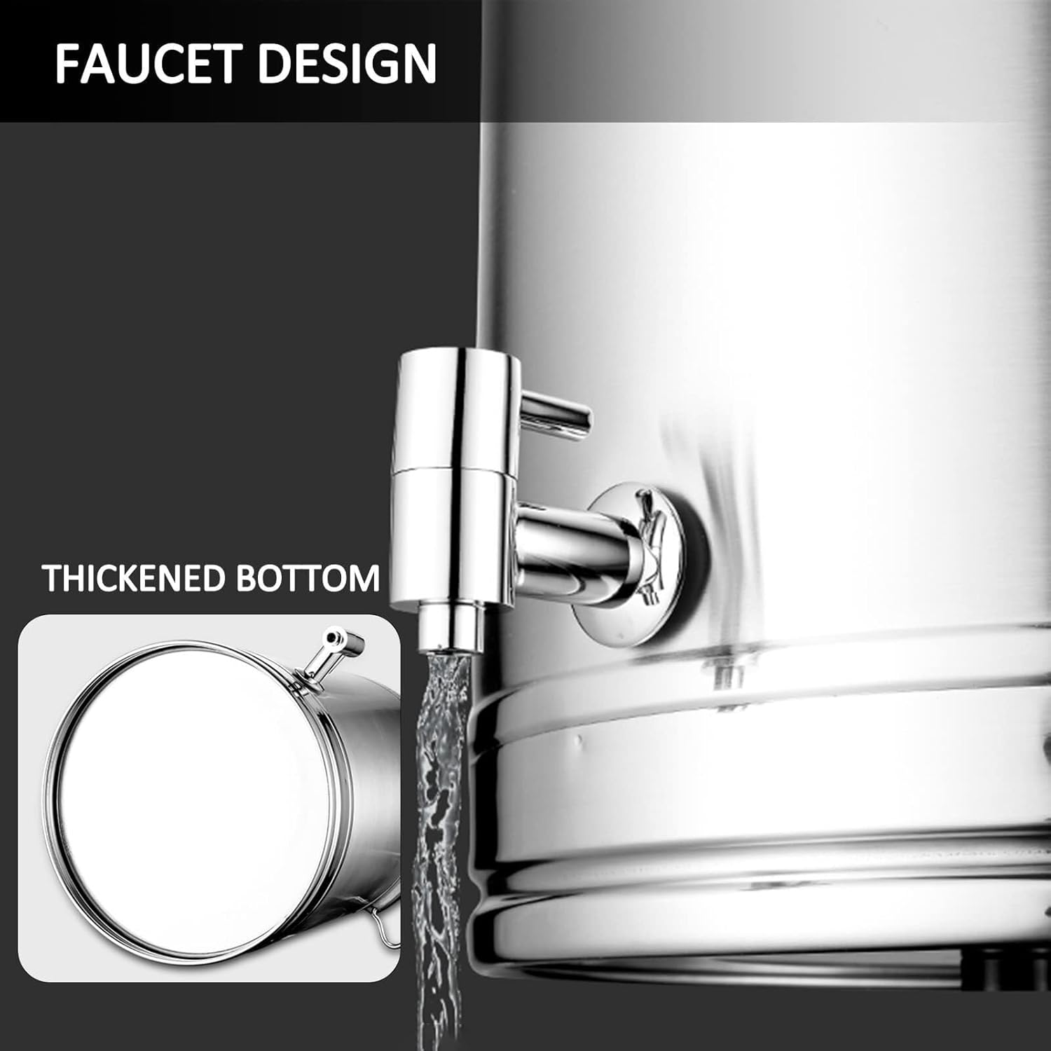 Milk Can Milk Bucket Heavy Duty Milk Can 304 Stainless Steel Milk Bucket Wine Pail Bucket with Sealed Lid and Spigot Milk Transport Can Milk Jug (Silver 35L)