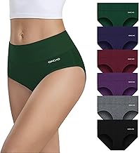 QINCAO Women's Panties, 6-Pack high waisted cotton knickers for women, Stretch Breathable Soft Panties