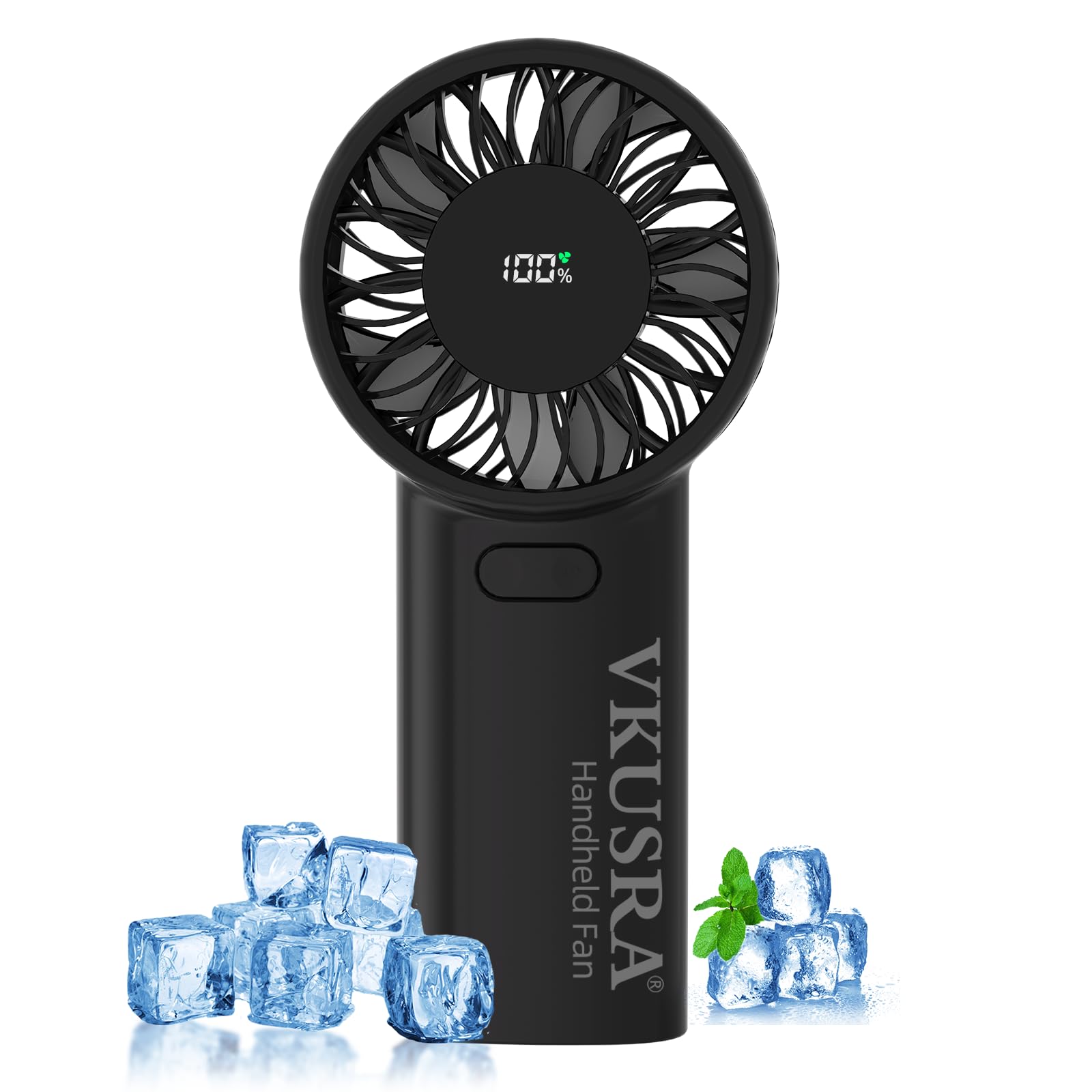 Handventilator 6000mAh Aufladbarer Akku Einstellbare Geschwindigkeitsstufen 1-100% Tragbarer USB Ventilator LED-Display