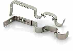 2 Staffe Doppie Regolabili Per Aste - Ferro Bianco E Oro, Per Bastoni 18-20mm, Lunghezza 165-190mm - Foto 5