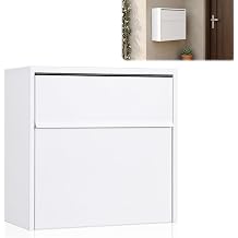 White Locking Wall Mount Mailbox, Large Steel Outdoor Mailbox with Key