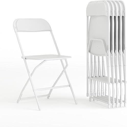 Miniatura 1 de Silla plegable de plástico Flash Furniture Series Hercules color blanco paquete de 6 unidades capacidad de peso de 650 libras cómoda silla para