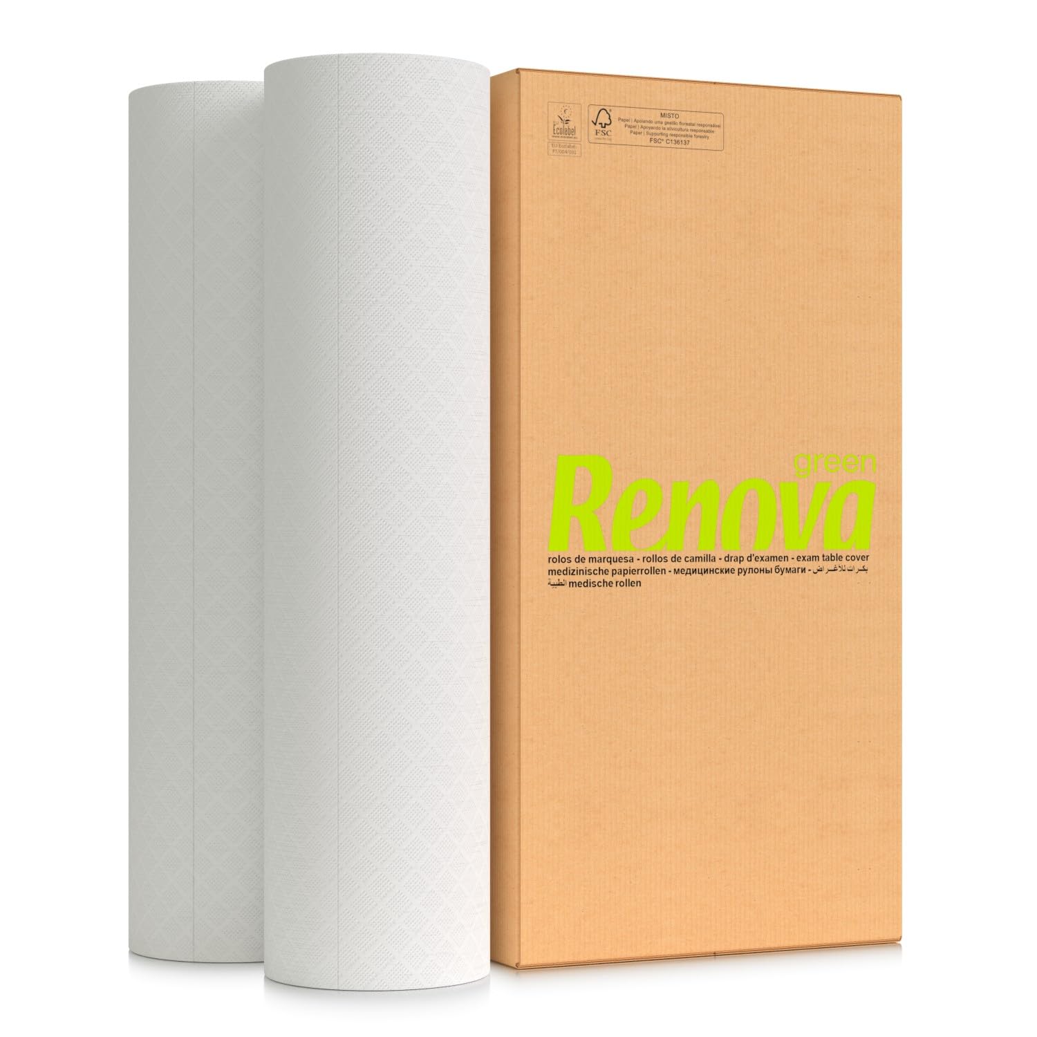 Renova Rollos de Camilla | 6 rollos de 110 metros | 600mm de ancho | 1 Capa | Certificado Ecolabel