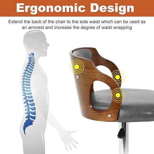 Miniatura 6 de Juego de 2 taburetes de bar modernos de piel sintética con base resistente, respaldo, acolchado para cocina, pub, comedor, cafetería Gris,Rojo