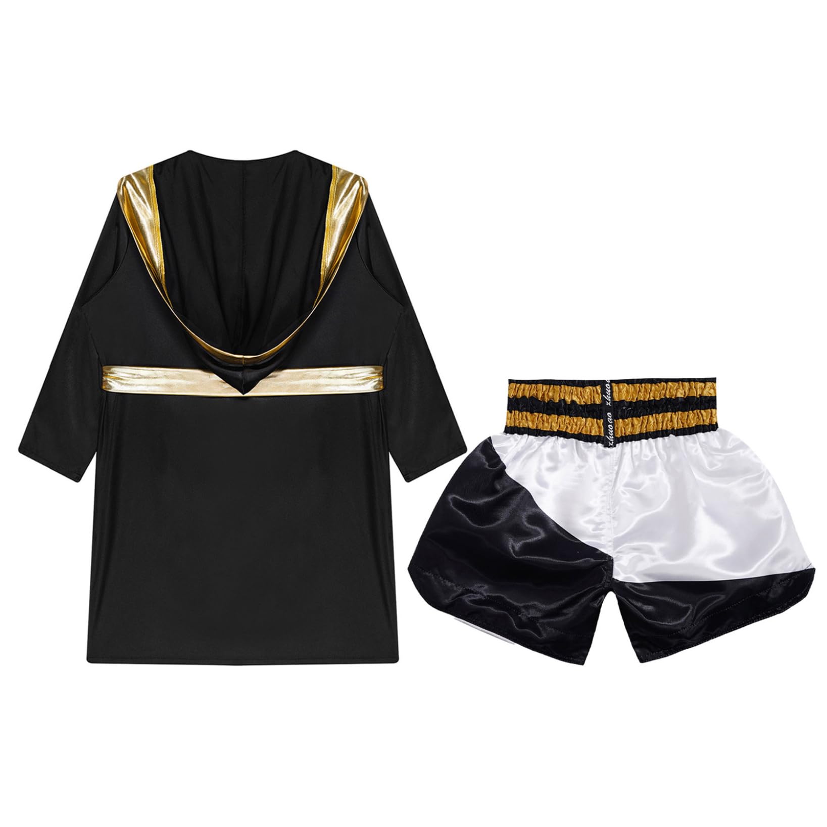 Ensemble de Boxe Muay Thai Enfant Fille Garçon | avec Short de Sport MMA Peignoir à Capuche Survêtements 5-16 Ans