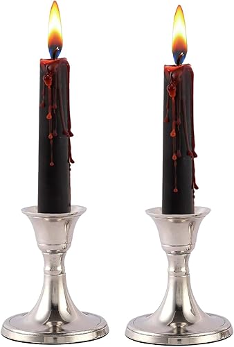Rely+ Juego de 2 portavelas plateados, portavelas decorativo para velas cónicas para decoración del hogar, portavelas de Pascua modernos para cena,