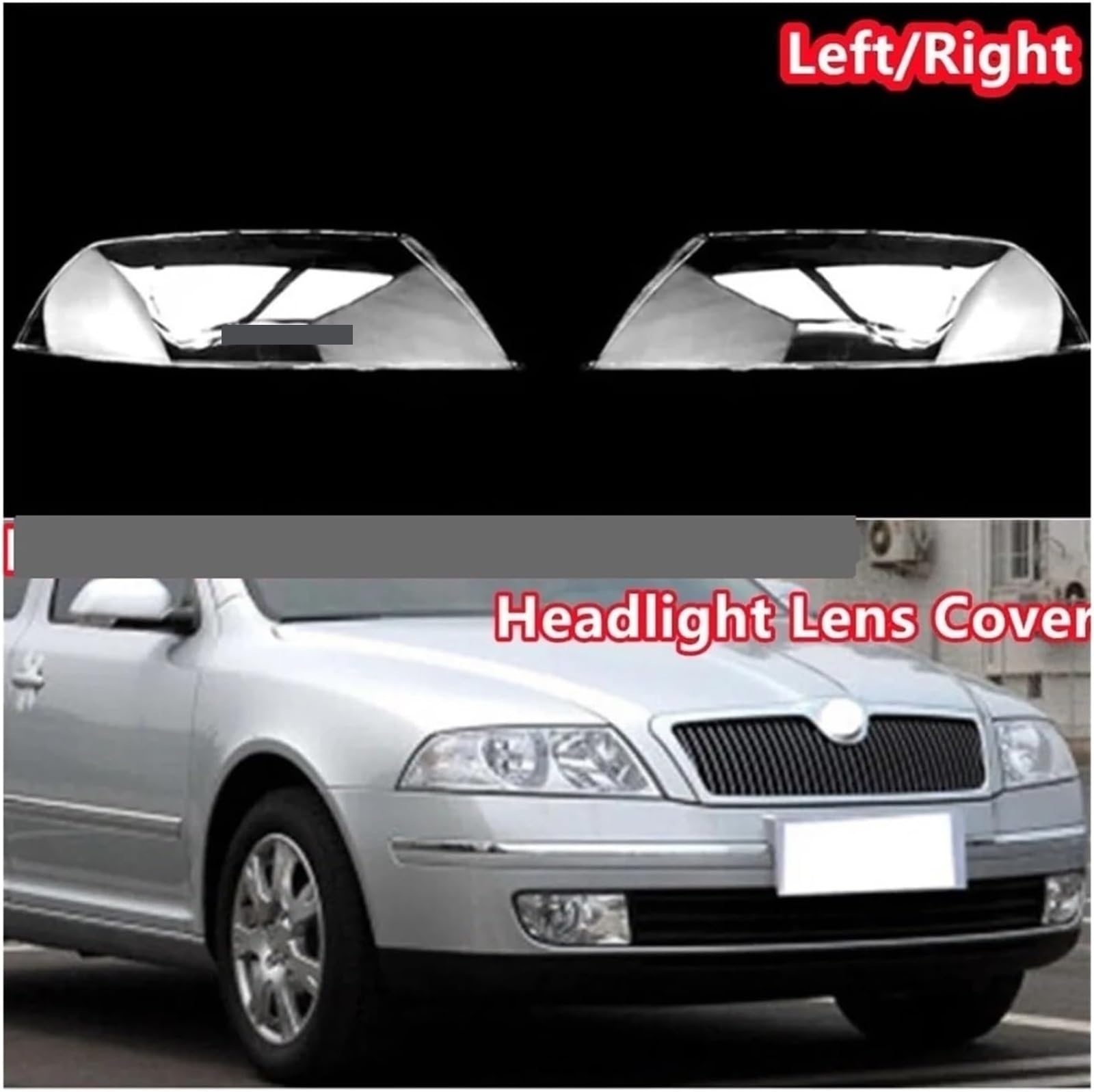 Generico Copertura trasparente per fari auto Per Skoda Per Octavia 2007 2008 2009 Copertura faro Guscio trasparente