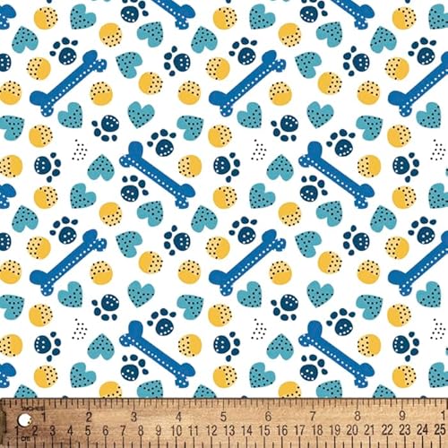 Puppy Paws Dog Love Poly Cotton Fabric by The Yard