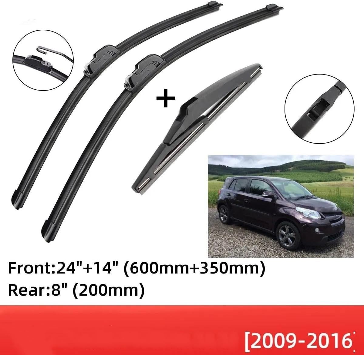 parabrezza tergicristalli Per T&oyota Per Urban Per Cruiser Ist XP110 2009-2016 Spazzole Tergicristallo Anteriori Posteriori Spazzole J Gancio Spazzole Tergicristallo Auto