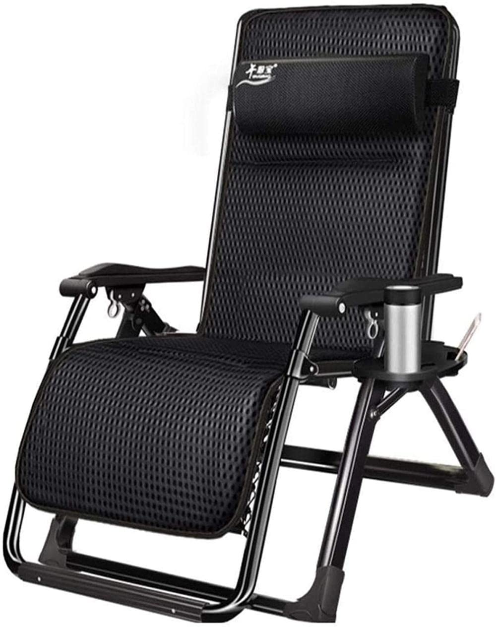 Chaise pliante de bureau inclinable contre le mal de dos en noir
