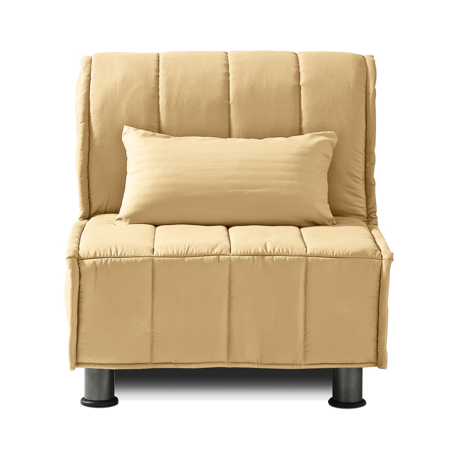 EVERGREENWEB - Divano Letto 2 in 1 con Materasso Singolo 80x190 Ortopedico, Prontoletto RICHIUDIBILE 1 Posto con Rivestimento SFODERABILE e Lavabile, Cuscino SUPERSOFT Abbinato color Beige - EVENING
