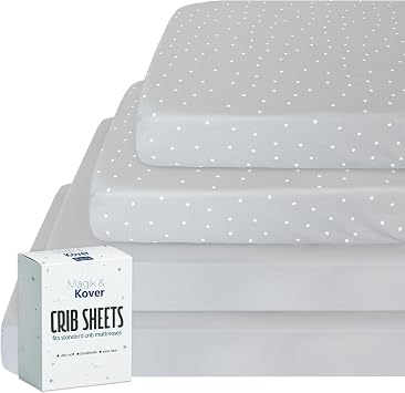 Crib Sheets for Boys 4 Pack, Grey, 52" x 28" | Fitted Baby Crib Sheet Neutral for Standard Crib and Toddler Bed Mattress, Soft and Breathable Kid Toddler Sheets