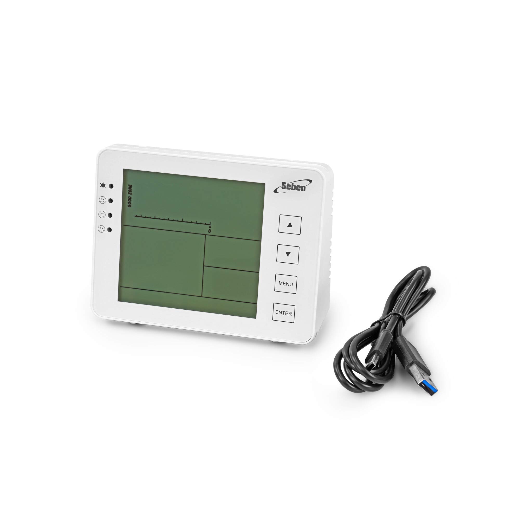 Seben 1200P W Compteur et moniteur de CO2 avec feu de circulation, alarme acoustique, enregistreur de données pour la mesure de la qualité de l'air