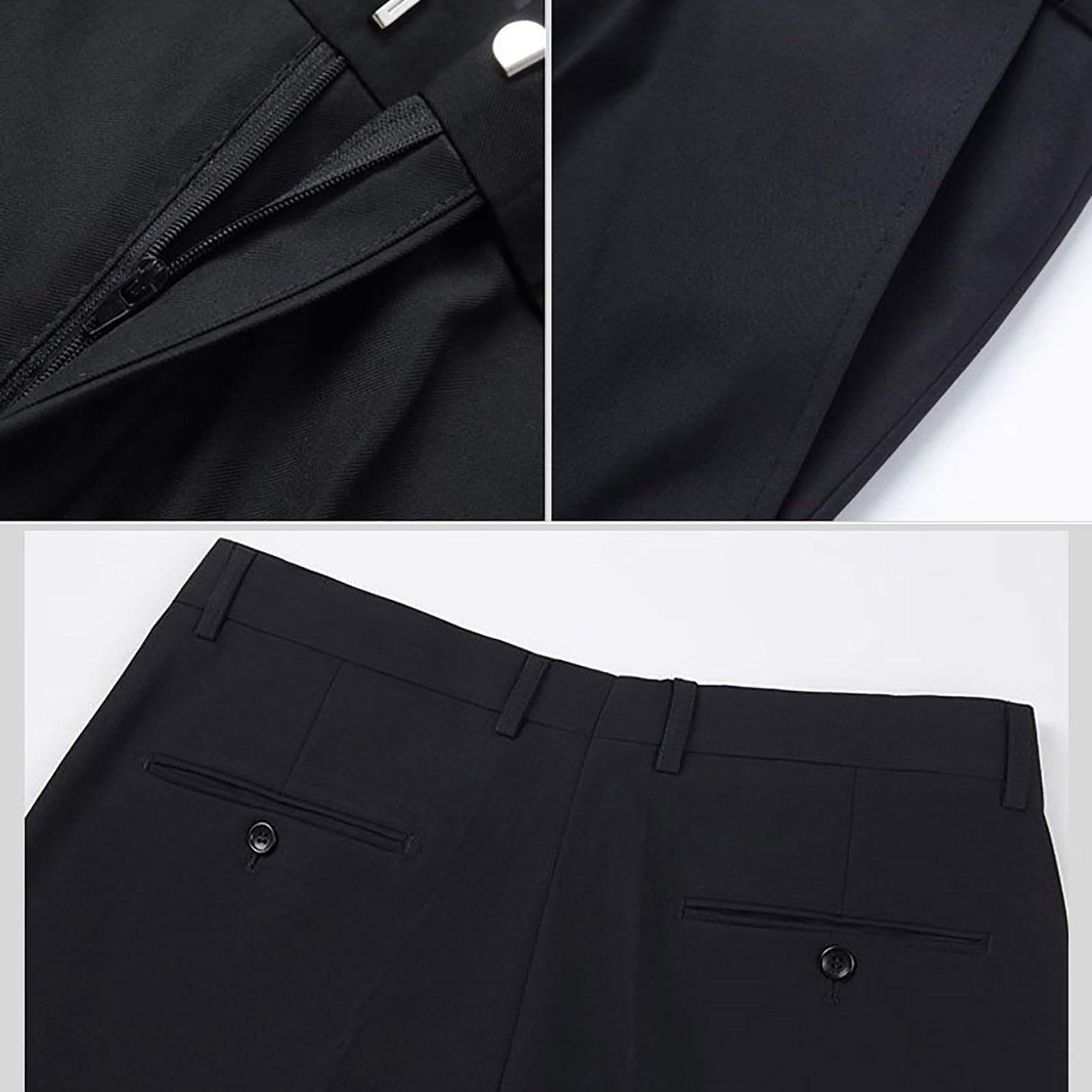 Pantalones De Traje Para Hombre, Para Tallas Grandes Y Altas, Pantalones De Traje De Boda De Corte Clásico Y Corte Plat, Pantalones De Vestir Ligeros De Estilo Ejecutivo