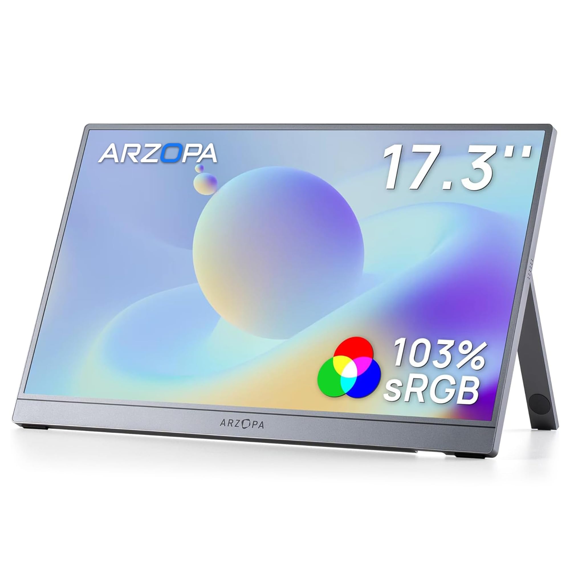 ARZOPA Monitor Portatile 17,3" IPS 103% sRGB | Schermo FHD 1080P | HDR10 | Ultra Sottile 9.3mm | Altoparlanti Integrati | Plug & Play per Laptop, PC, Mac, Console - Z1C PLUS