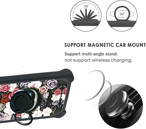 Miniatura 4 de Case Compatible with Celular Kalley Element 5+Plus Phone Case Cover [with Tempered Glass Screen Protector][Hard PC + Soft Silicone][Ring Support]