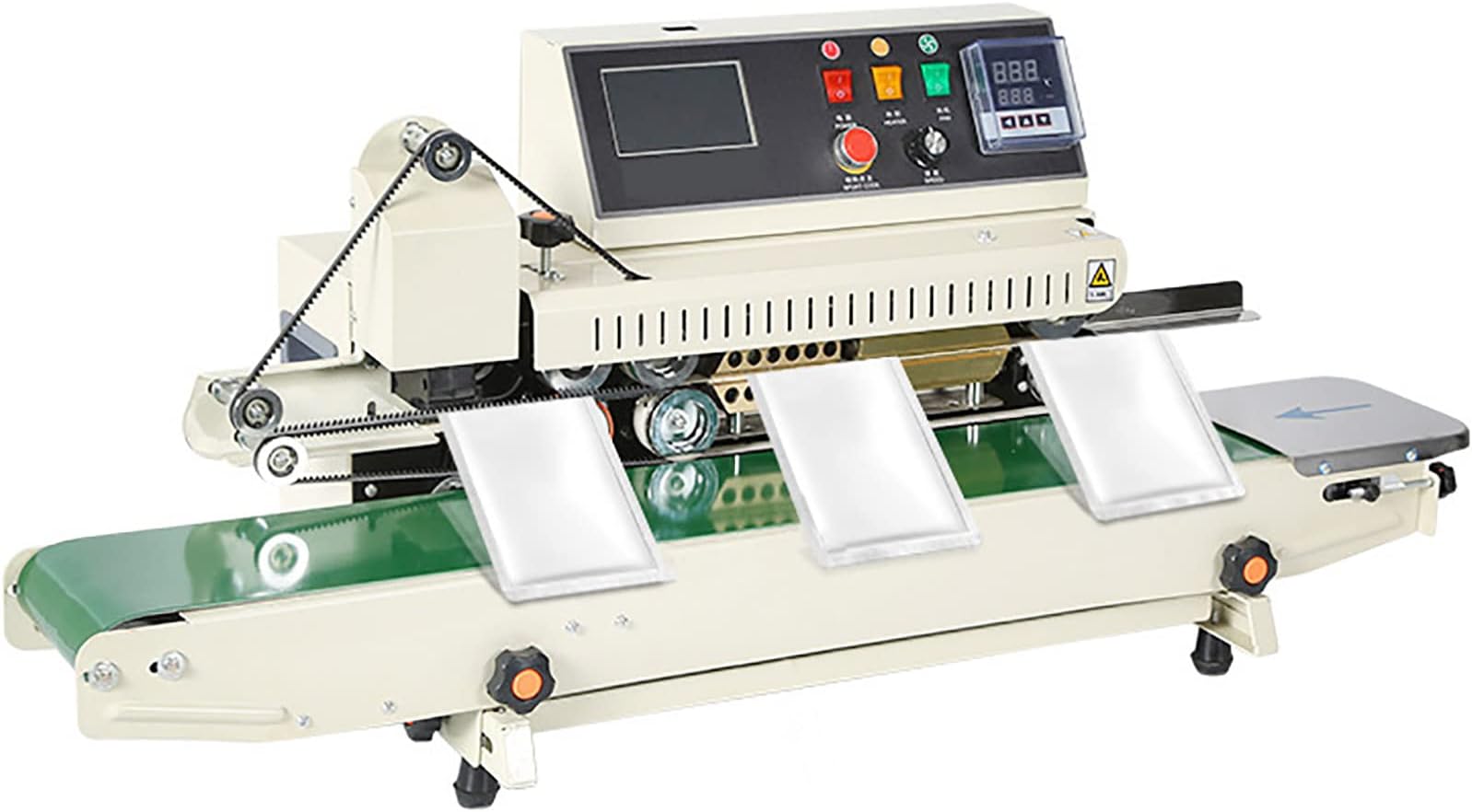 Horizontal Automatic Sealing Machine, 500W Continuous Band Sealer Bag Sealing Machine, 0-12M/Min Sealing Speed, Editable Touch Screen Version,Vacuum Sealing System For Commercial