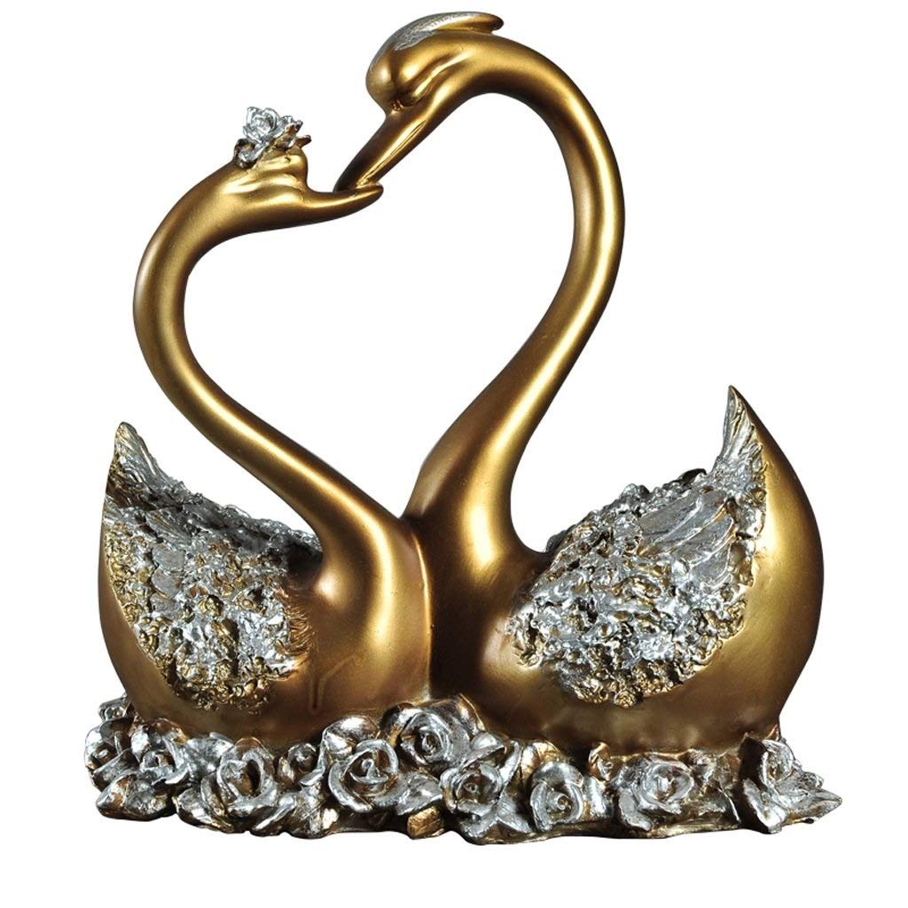 Sculpture en résine de cygne blanc pour décoration de maison européenne