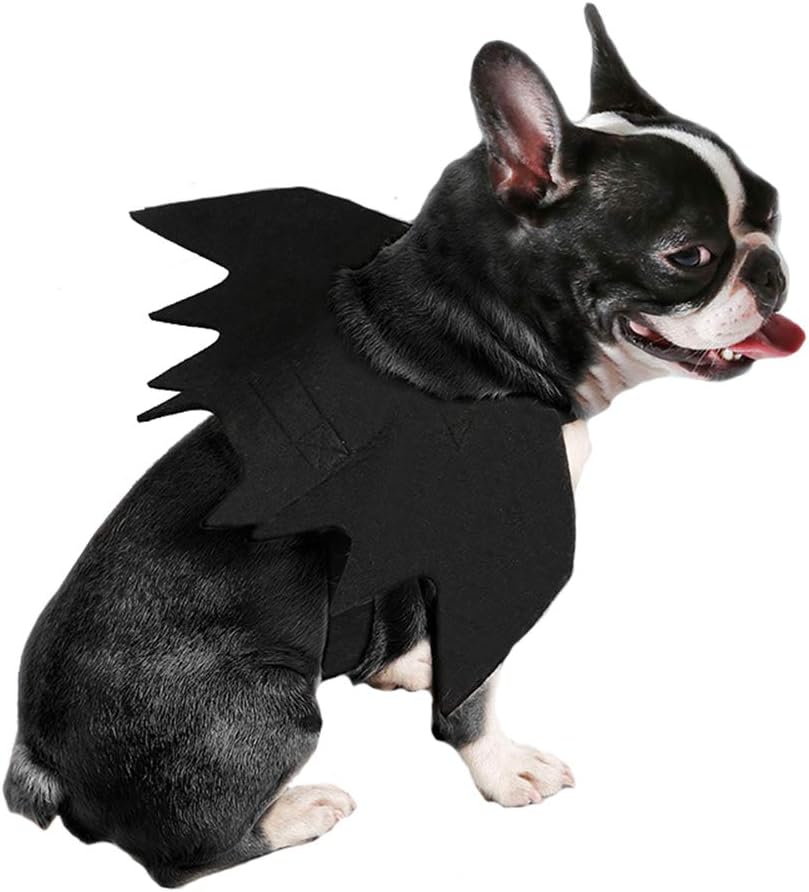 Bat-Dog Costume for Cats, Horn Headdress Wig Pet Dress Up Party S