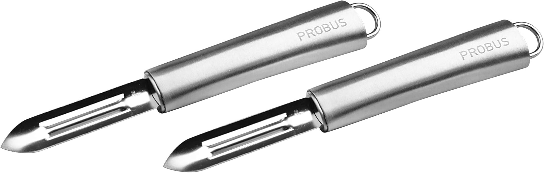 Probus670228 Peeler Set 2 Universal Peelers 19 cm Stainless Steel Ergonomic and Rounded Handle Sharp Blade Dishwasher Safe Silver