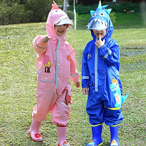 Cute Dinosaur Raincoats for Kids Cartoon Rain Suit Jumpsuits Toddler Button Elastic Reusable Overalls Poncho Rain Coat2