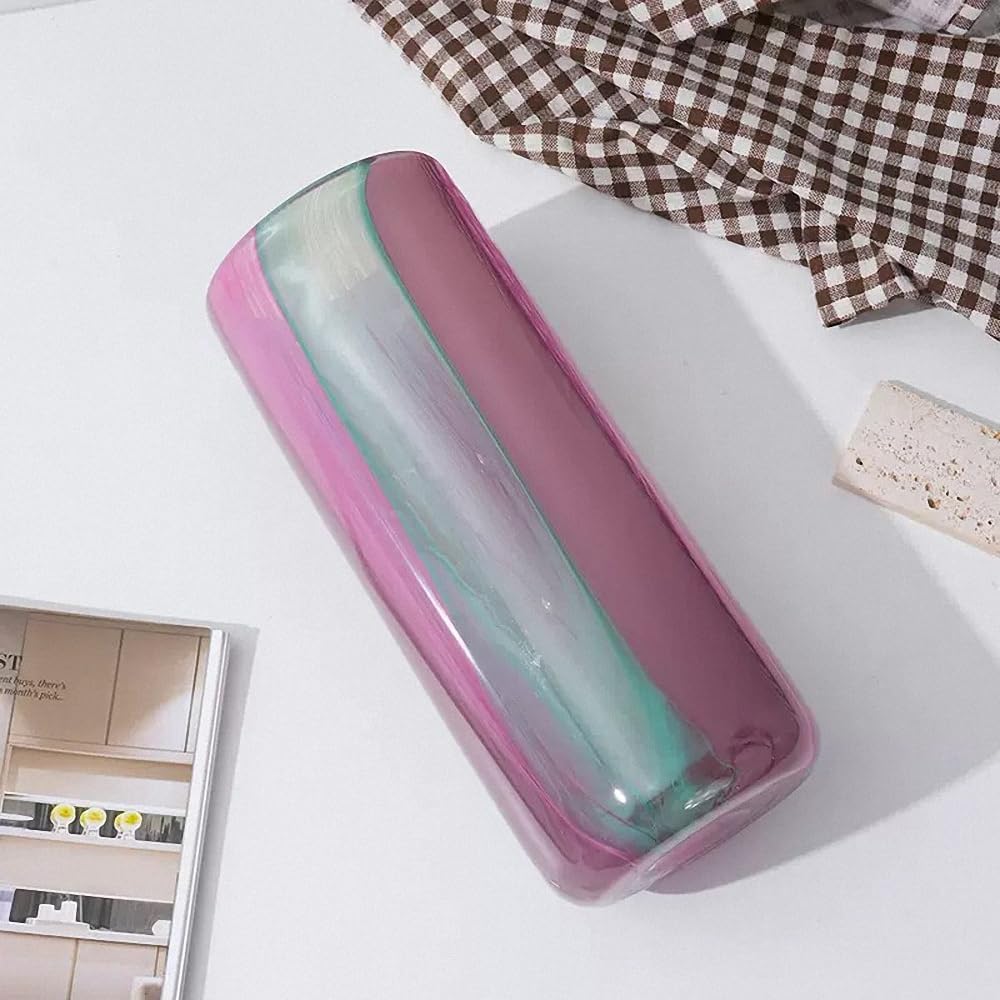 Hand Blown Colorful Cylindrical Glass Vase for Home Entrance Wedding Center- 11 inch Tall forLiving Room Dining Tabletop Centerpiece Statement Office Decoration. - Image 6