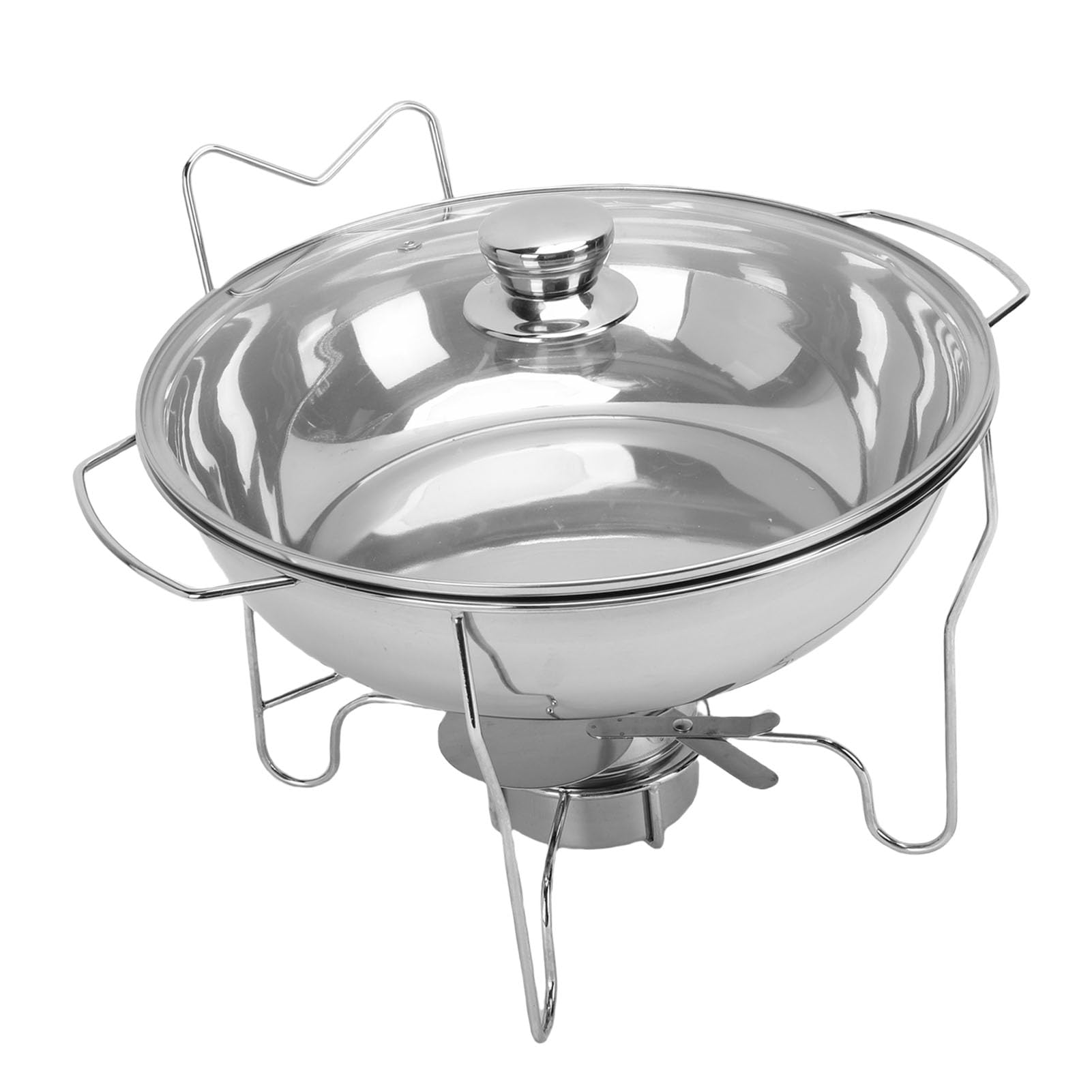 Set di Chafing Dish in Acciaio Inossidabile con Coperchi in Vetro