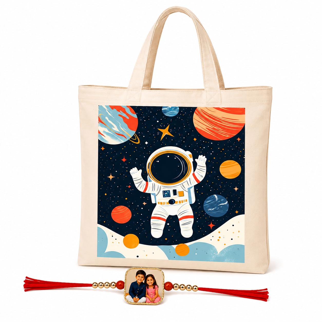 Rakhi Hamper for Kids | Astronaut Tote Bag & Photo Rakhi-image-32